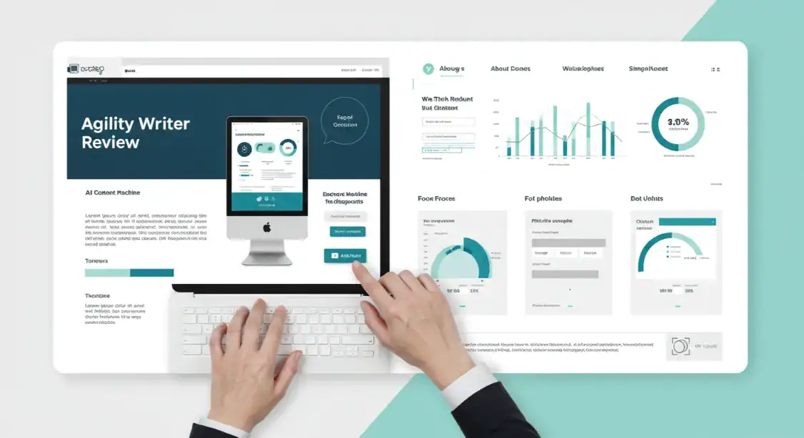 Agility Writer Review: AI Content Machine dashboard with data and analytics.